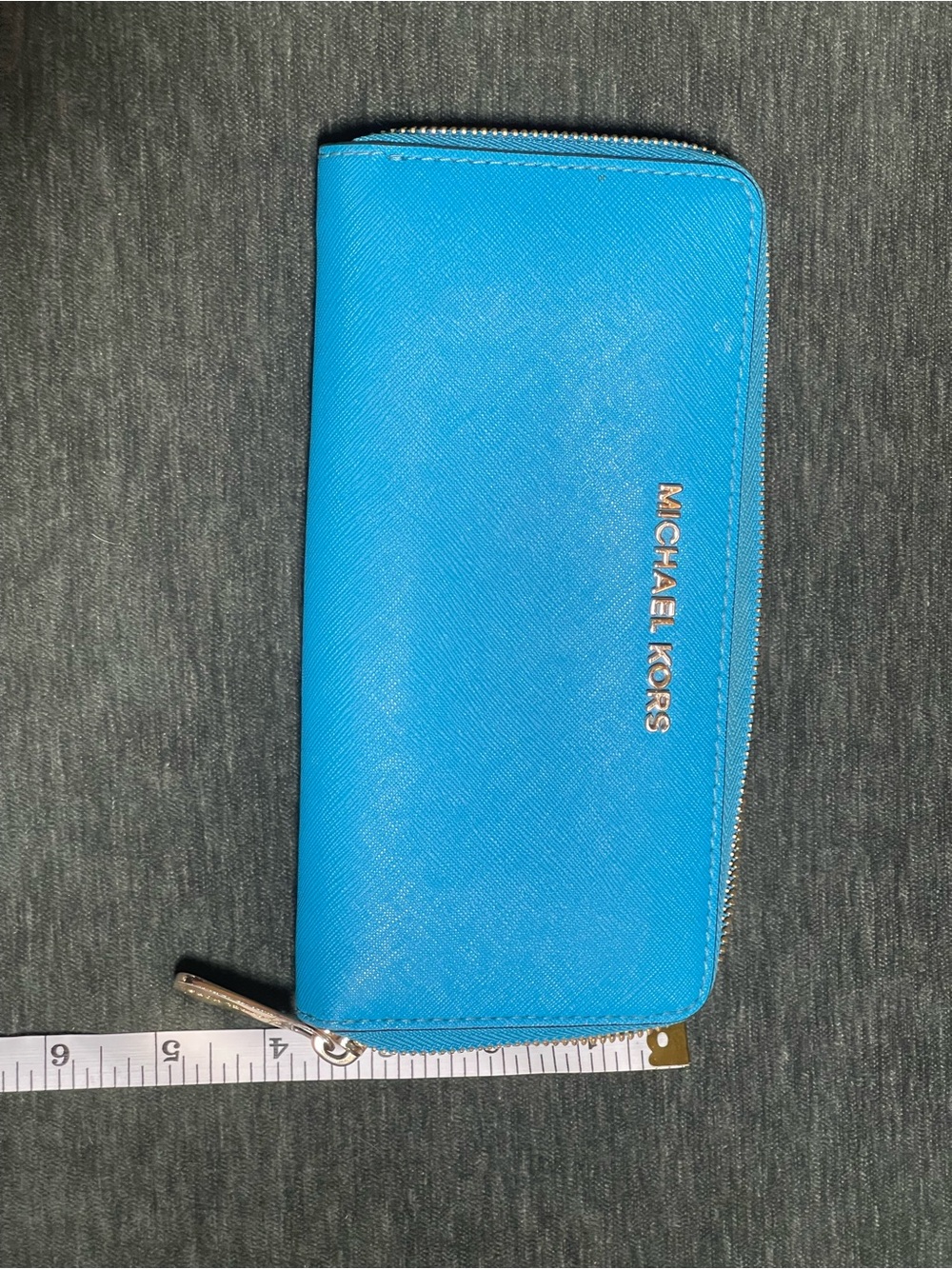 Michael Kors Bright Blue Zip-Around Saffiano Wallet - Picture 5 of 5